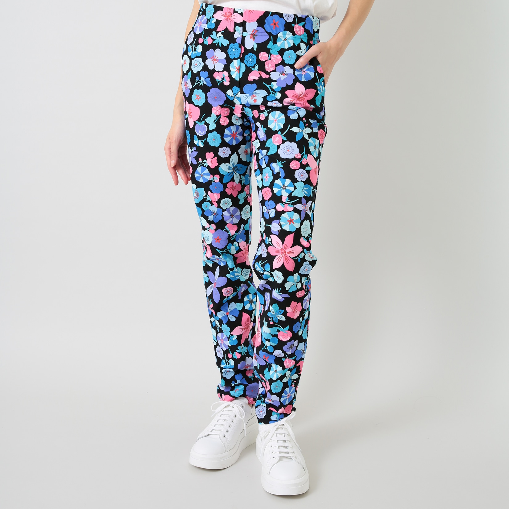LEONARDレオナール 素敵な花柄パンツ LL スラックス