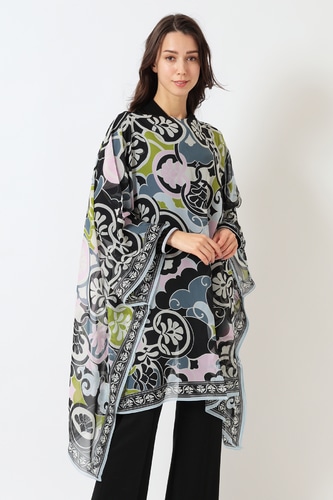 専用　レオナール　カシミアポンチョ Merfirge ポンチョ ケープ カシミヤ ウール SAGA フォックス ファー付